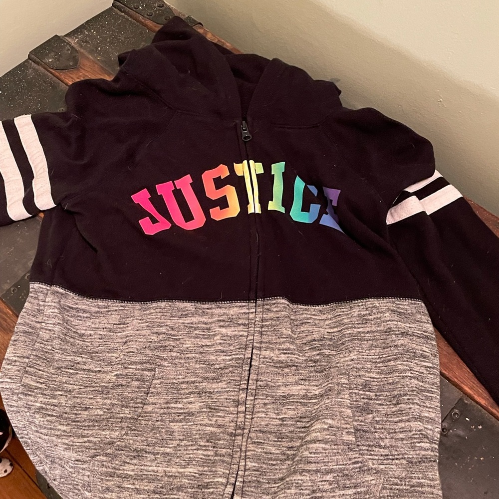 Girls zip up justice hoodie
